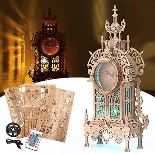 3D Wood Puzzle LED Tower Clock DIY