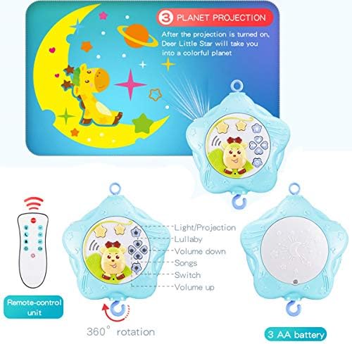 Baby Mobile with Music and Lights Remote Control and Projection - Pink-Bee