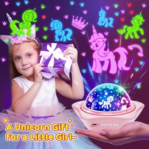 One Fire Cute Unicorn Night Light Projector