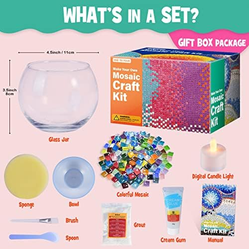 ONE TO FOUR Mosaic Candle Holder DIY Kit for Kids and Adults