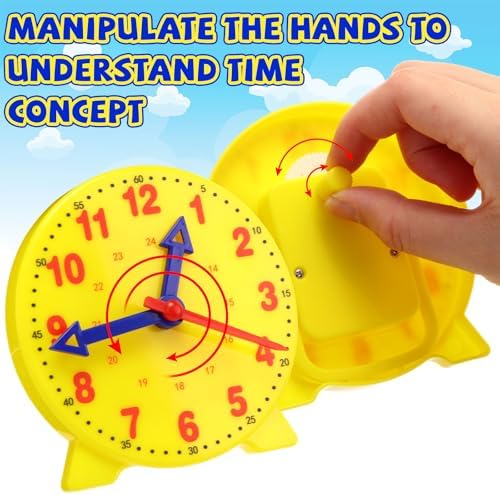Batiyeer 24 Pcs Yellow Teaching Clock Kit for Kids