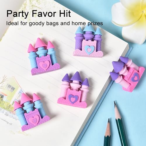 18pcs Castle Shaped Pink Erasers for Kids