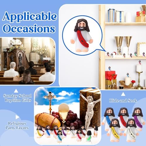 Bememo 100 Pcs Little Jesus Figures Rubber Toy Set