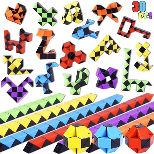 Ganowo 30 Pack Mini Fidget Snake Cubes Puzzle Toys