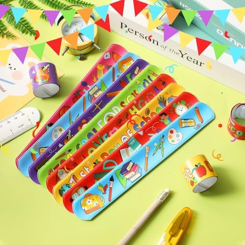 JUNEBRUSHS Back to School Slap Bracelets 56 Pcs
