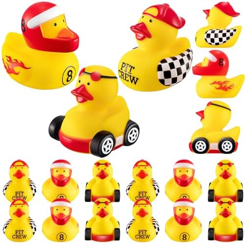 Shappy 50 Piece Race Car Driver Rubber Ducks for Kids