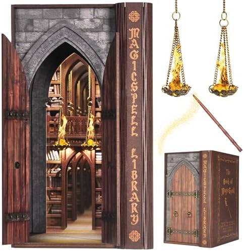 DIY Book Nook Kit with Flame Illusion and Magic Spell