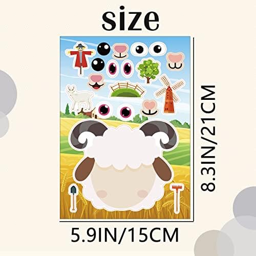 24 Sheets Farm Animal Face Sticker Sheets for Kids
