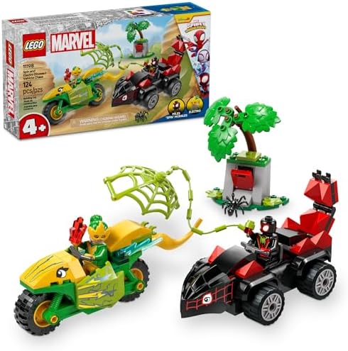 LEGO Marvel Spidey and His Amazing Friends Spin and Electro Dinosaur Vehicle Chase