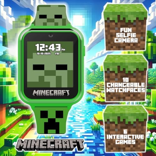 Minecraft Kids Smartwatch with LED Screen and Custom Watch Faces