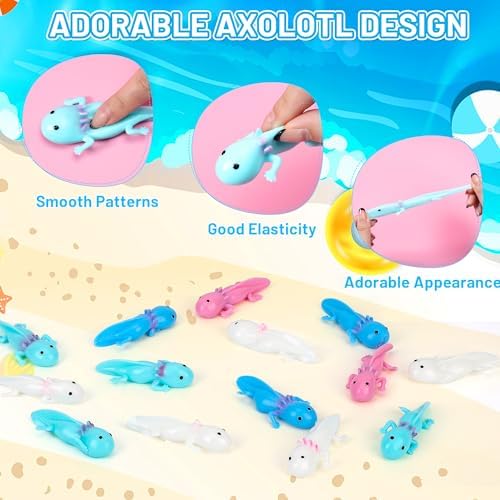24 Pcs Axolotl Party Favors Rubber Slingshot Toys