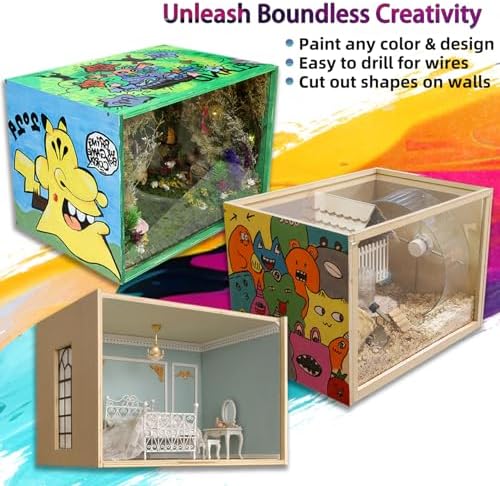 iLAND Wooden Diorama Box - Large Display Case for Collectibles and Miniatures