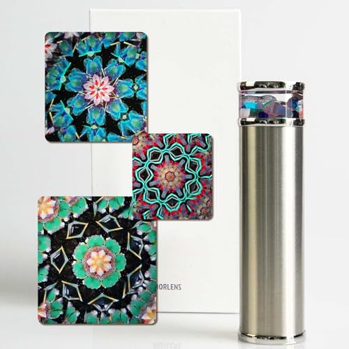 Classic Stainless Steel Handmade Kaleidoscope with Agate Crystals and Healing Stones