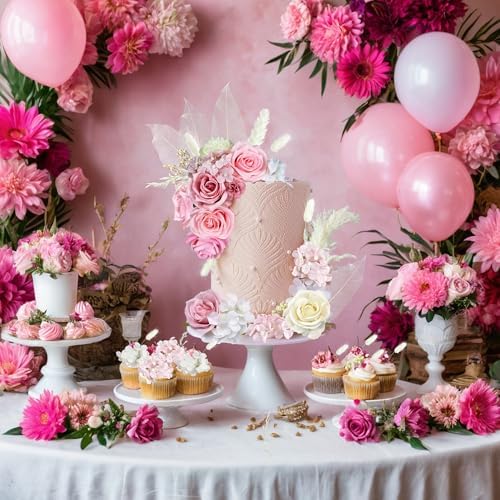 33 PCS Boho Cake Topper Decorations Pink