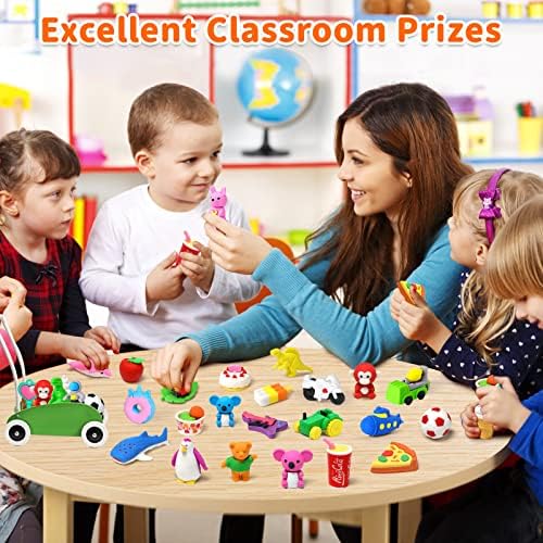 70 Pack 3D Animal Erasers for Kids Classroom Rewards