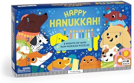 Happy Hanukkah 8 Days of Puzzles with Adorable Puppies