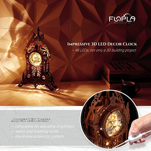 LED 3D Wood Puzzle Clock Tower DIY Decor Kit