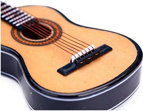 Wooden Miniature Guitar with Stand and Case Musical Decor