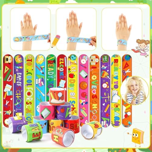 JUNEBRUSHS Back to School Slap Bracelets 56 Pcs