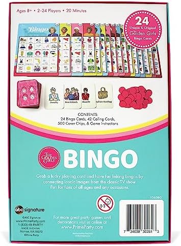 Golden Girls Bingo Game for 2-16 Players
