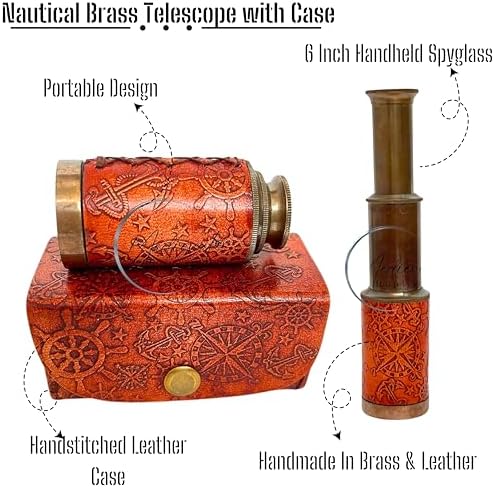 Nautical Brass Telescope with Wooden Box