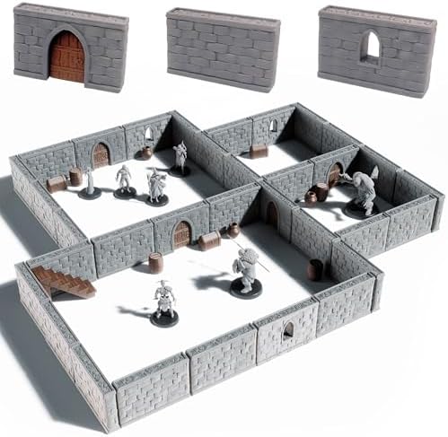 Dungeon Walls Modular DND Terrain Set - 48 Pieces 28mm Scale