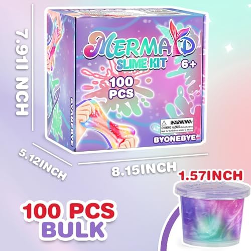 100 Pack Mermaid Slime Cups for Kids