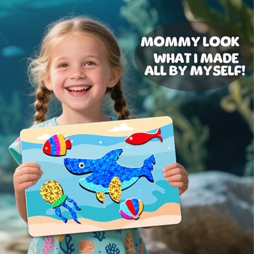 ZMLM Foil Art Kit for Kids - Ocean Theme Creative Craft Activity