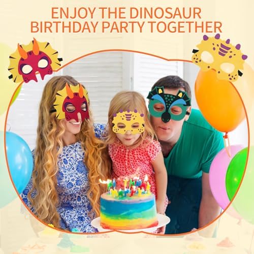 30-Pack Dinosaur Masks for Kids Birthday Party Supplies