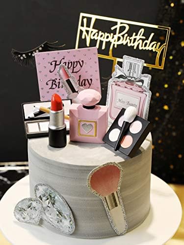 MEMOVAN Makeup Cake Topper 4 Pack Non-Edible