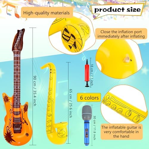 19 Pcs Inflatable Rock Star Instrument Set for Parties