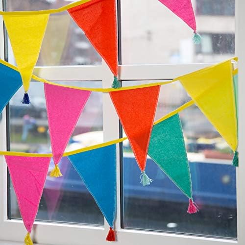 Fabric Rainbow Bunting with Tassels - 10ft
