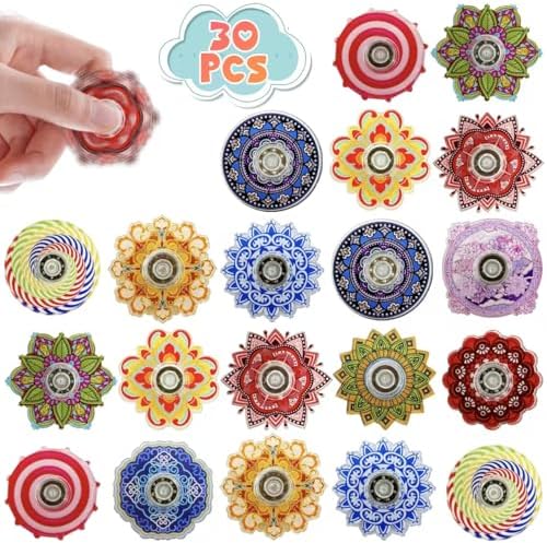 30Pcs Mini Fidget Spinners Bulk Set for Classroom and Party Favors