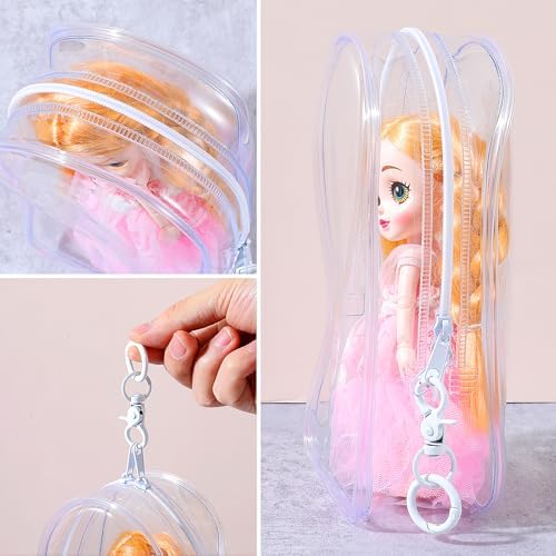 Clear Figure Display Bag with Keychain Organizer
