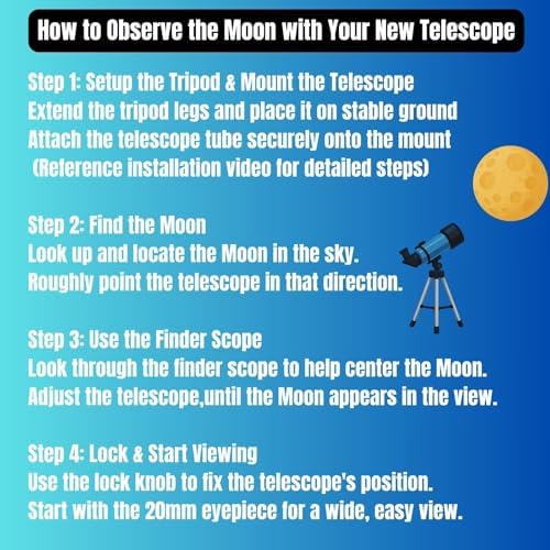 Luzsco Kids Telescope 8-12 with Tripod 20X-100X 50mm