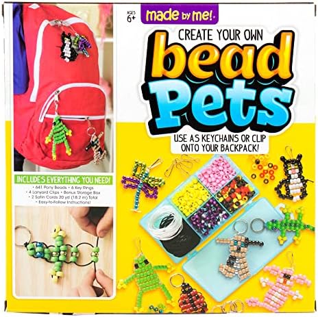 Made By Me Bead Pet Keychain Kit - 640 Pony Beads 6 Key Rings