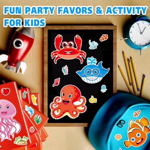 Aowplc 42 Pcs Ocean Animals Make-a-Face Sticker Sheets for Kids