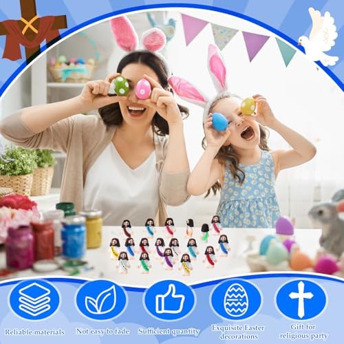 Bememo 100 Pcs Little Jesus Figures Rubber Toy Set