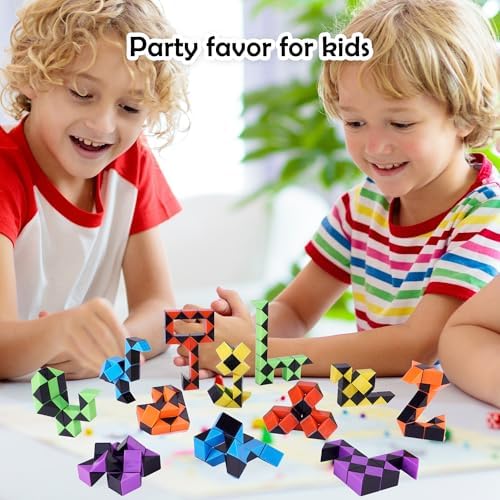 Ganowo 30 Pack Mini Fidget Snake Cubes Puzzle Toys