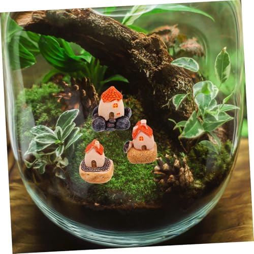 Happyyami 3pcs Resin Miniature Village House Figurines