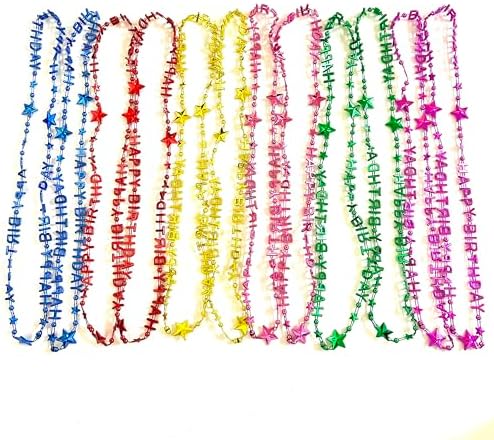 48 Pcs Colorful Happy Birthday Party Beads Necklaces