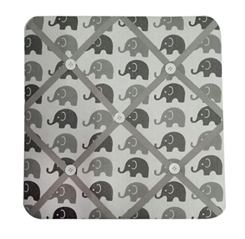Bacati Elephants Memory Board with Decorative Ribbon and Buttons