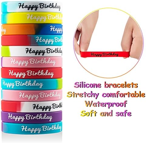 36pcs Happy Birthday Rubber Bracelets for Kids Teens