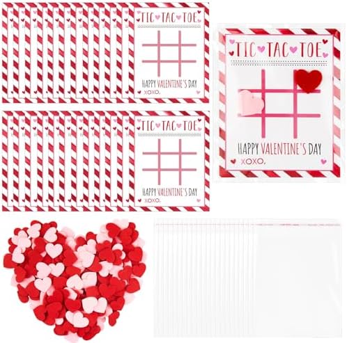 Valentines Day Tic Tac Toe Card Game with Heart Ornaments