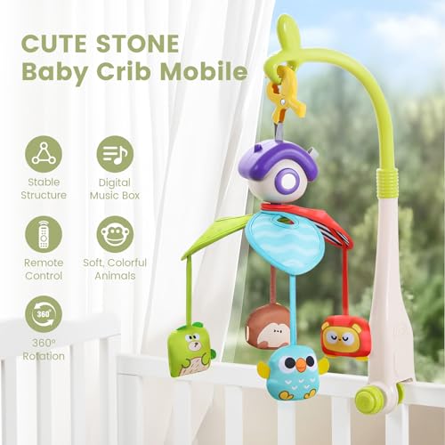 Cute Stone Baby Crib Mobile with Music and Lights