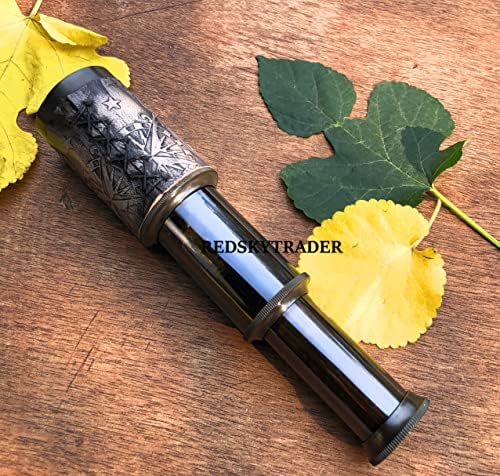 6 Inch Brass Telescope Nautical Pirate Spyglass with Leather Case