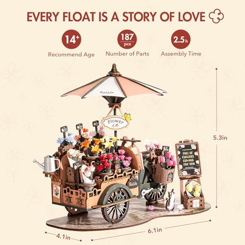 Rolife 3D Wooden Flower Cart Puzzle Kit