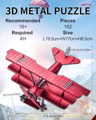 Piececool 3D Metal Puzzles for Adults Fokker Dr-1 Triplane Model Kit