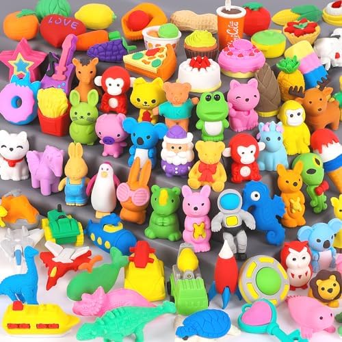 70 Pack 3D Animal Erasers for Kids Classroom Rewards