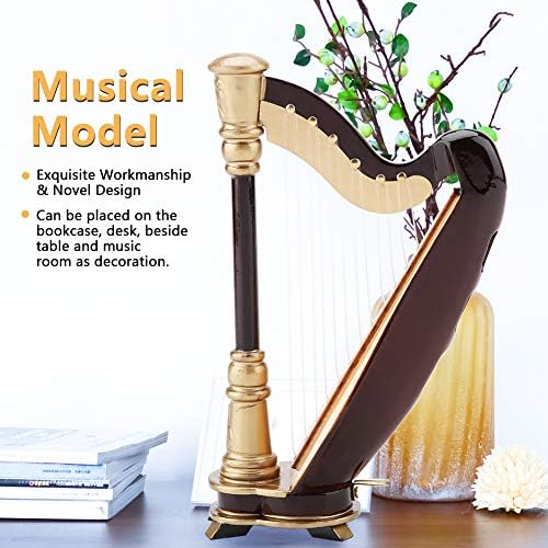 Joyzan Miniature Harp Decor Figurine Wood Display Ornament